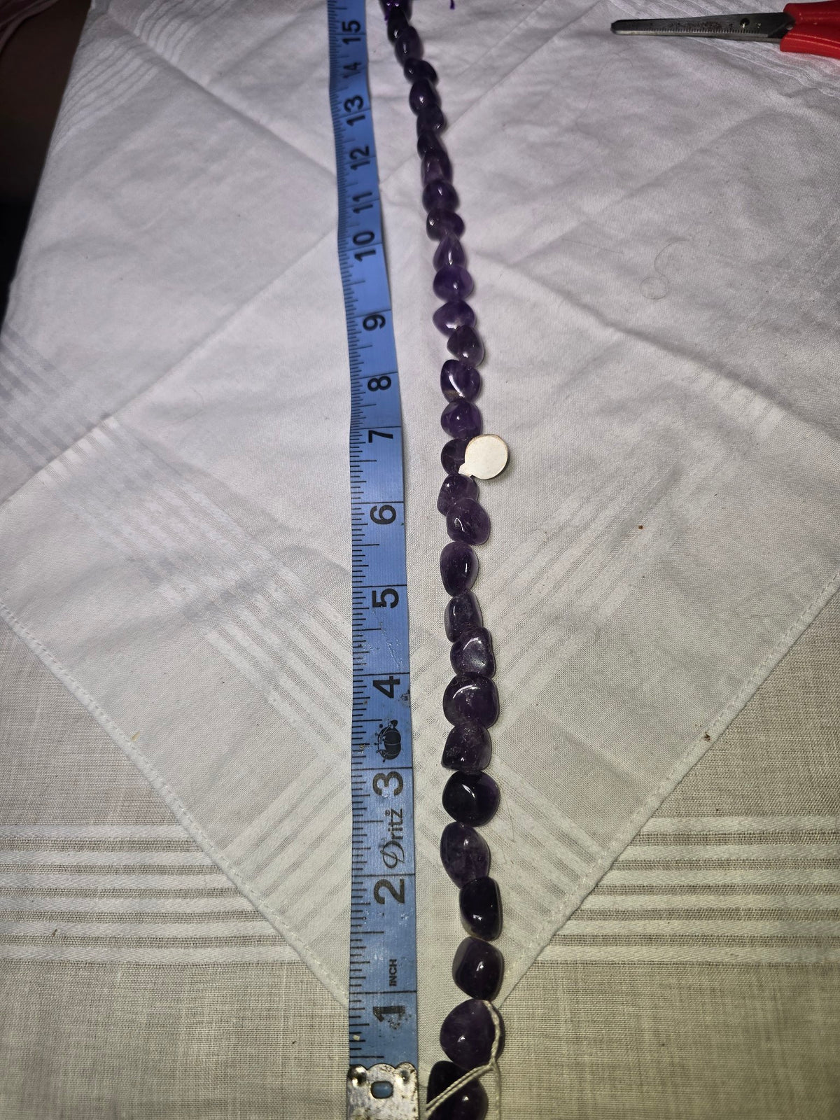 Amethyst nugget bead strand with ruler