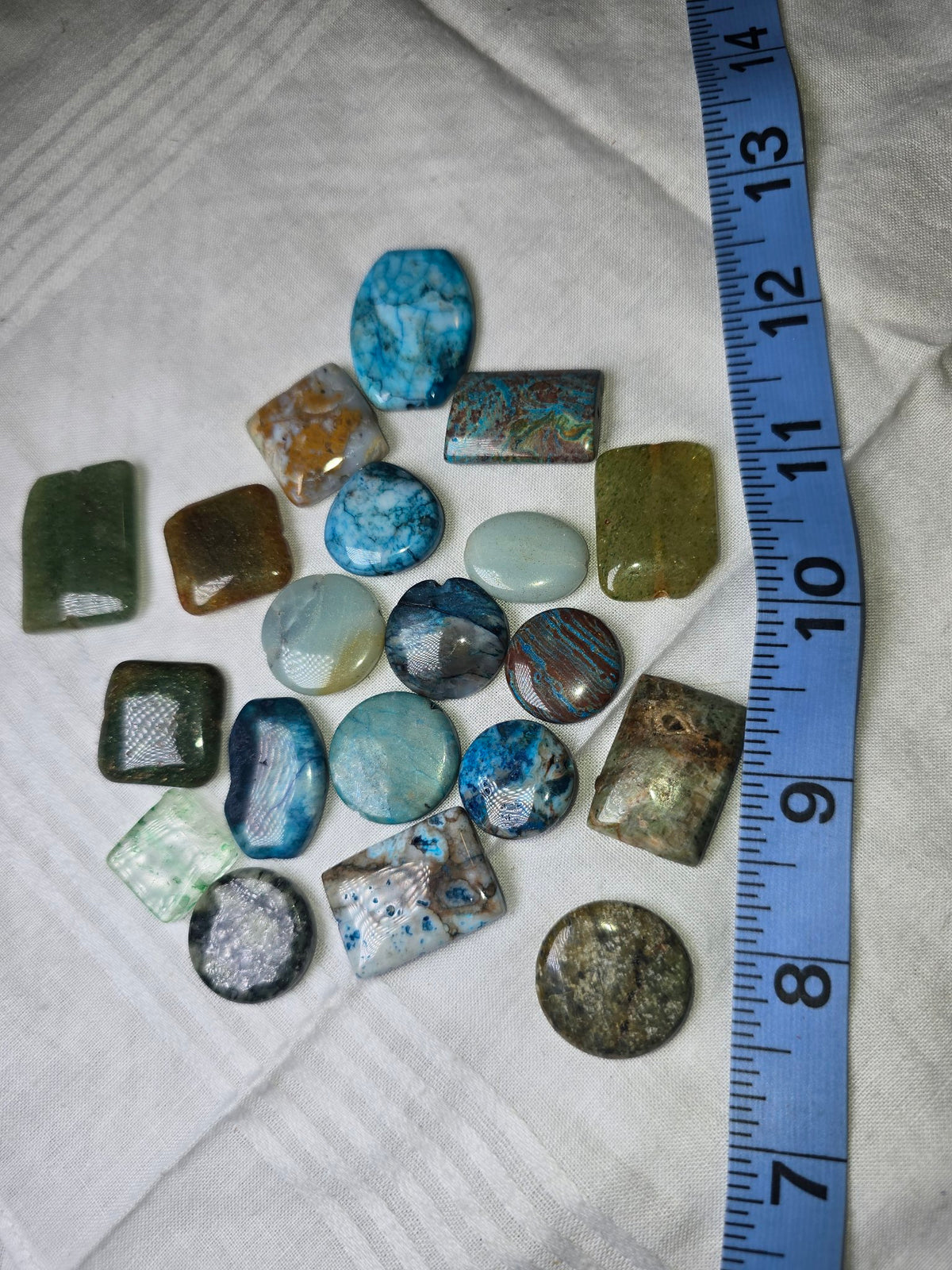Mixed flat stone bead lot