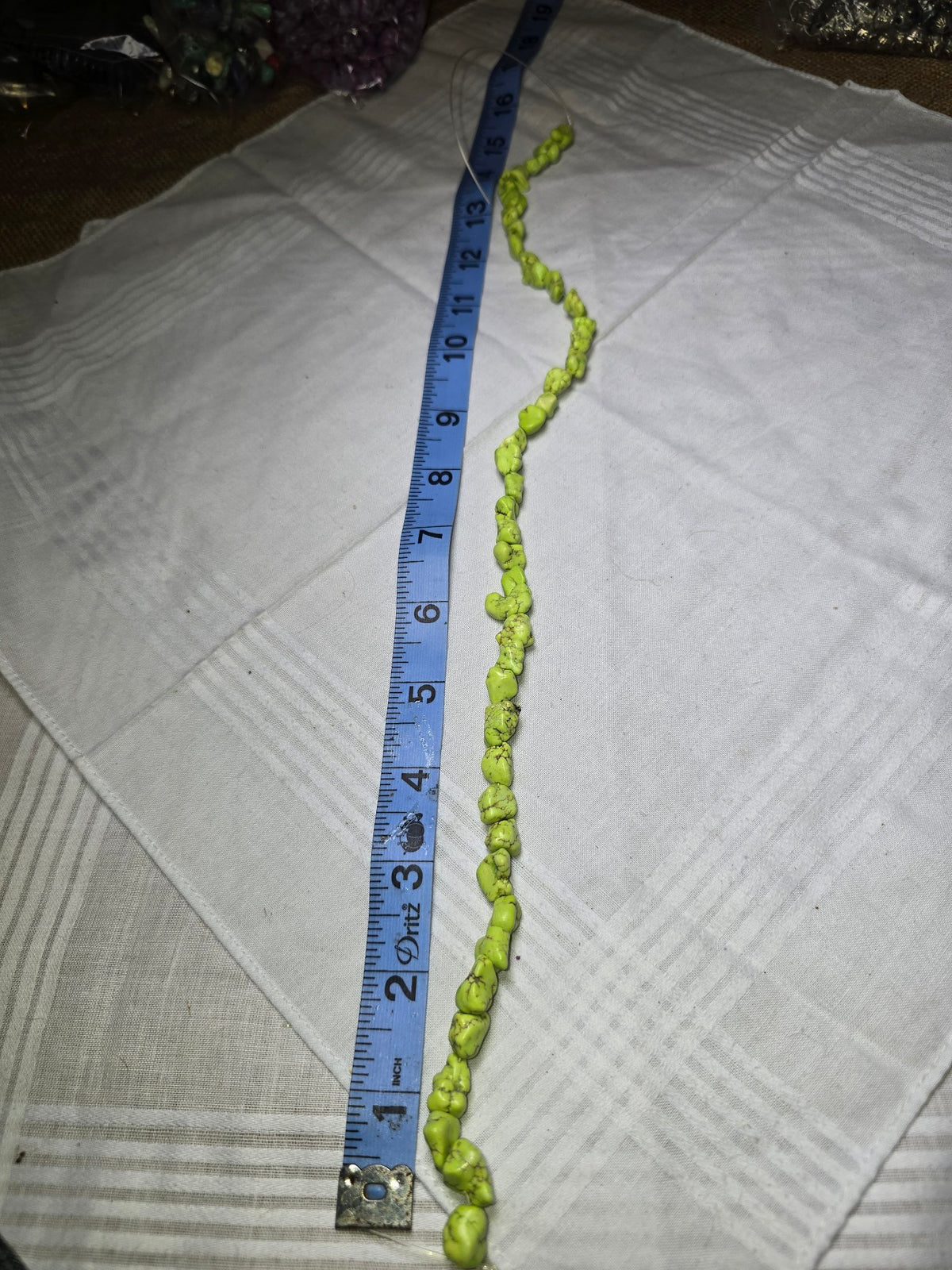 Lime green dyed howlite chip bead strand