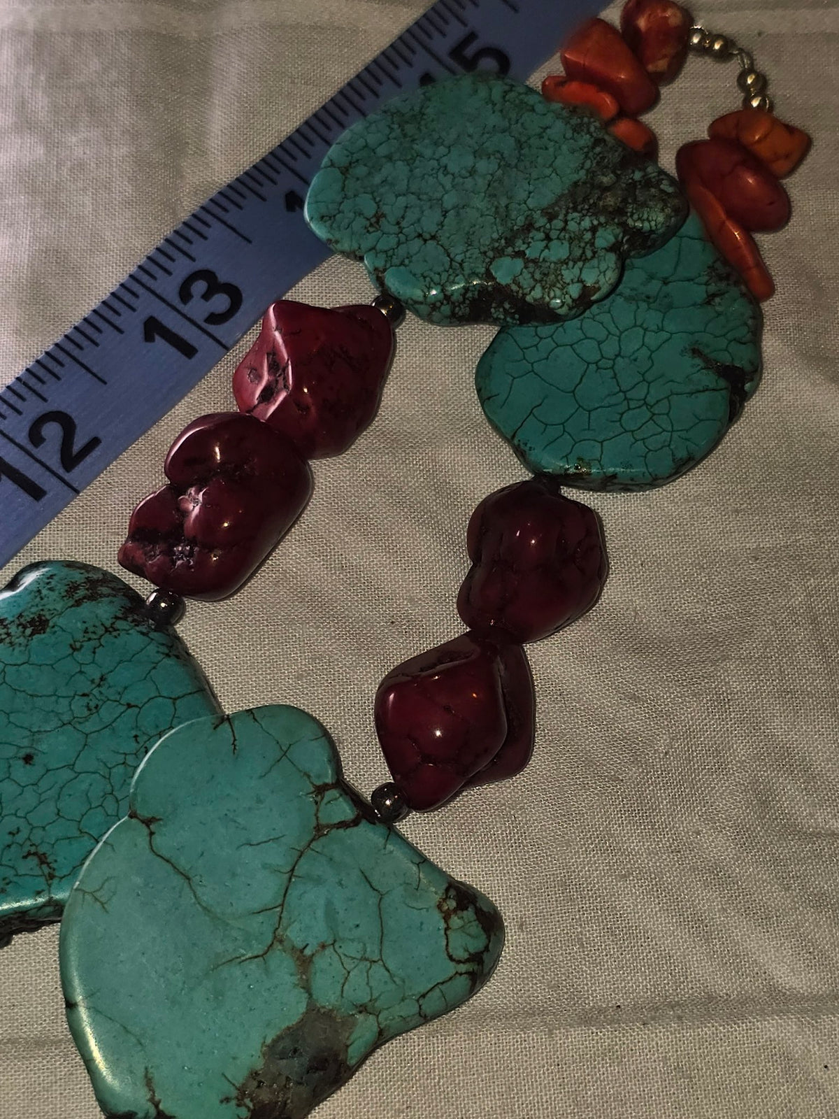 Mixed turquoise howlite dalmatian bead strand closeup2