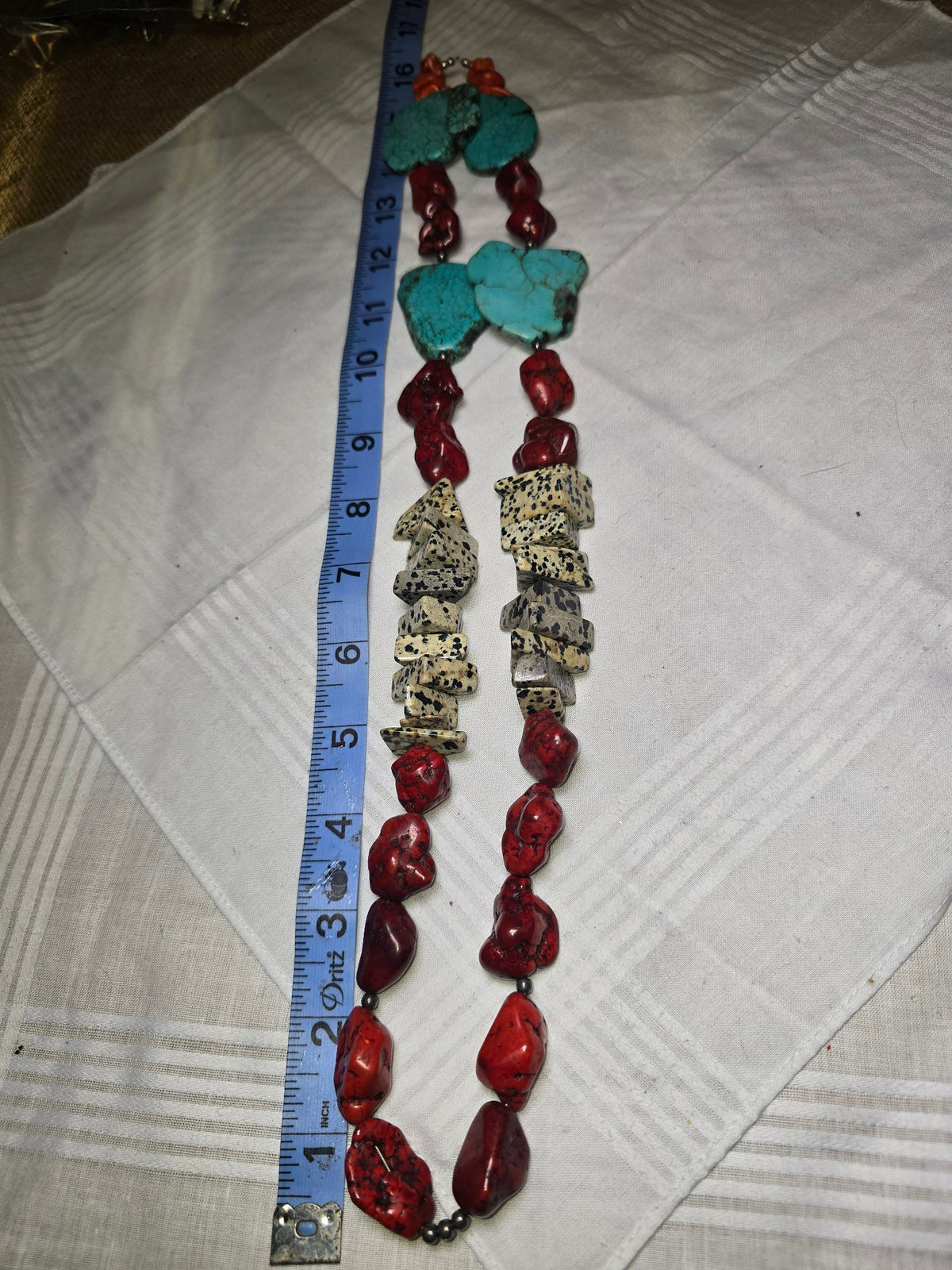 Mixed turquoise howlite dalmatian bead strand
