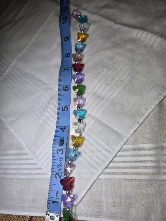 Mixed butterfly glass bead strand with ruler