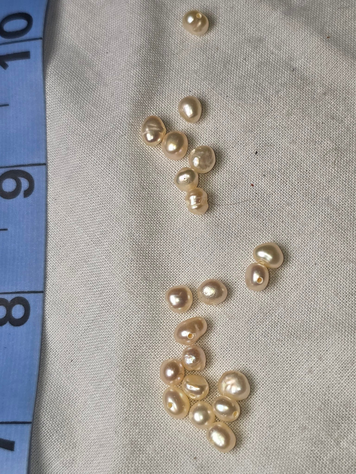 Closeup of real freshwater baroque pearl beads