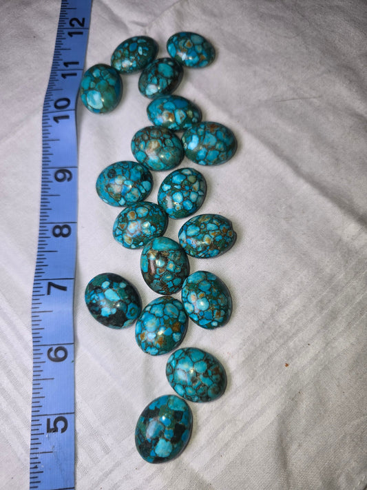Blue Picasso Jasper oval beads loose lot with ruler