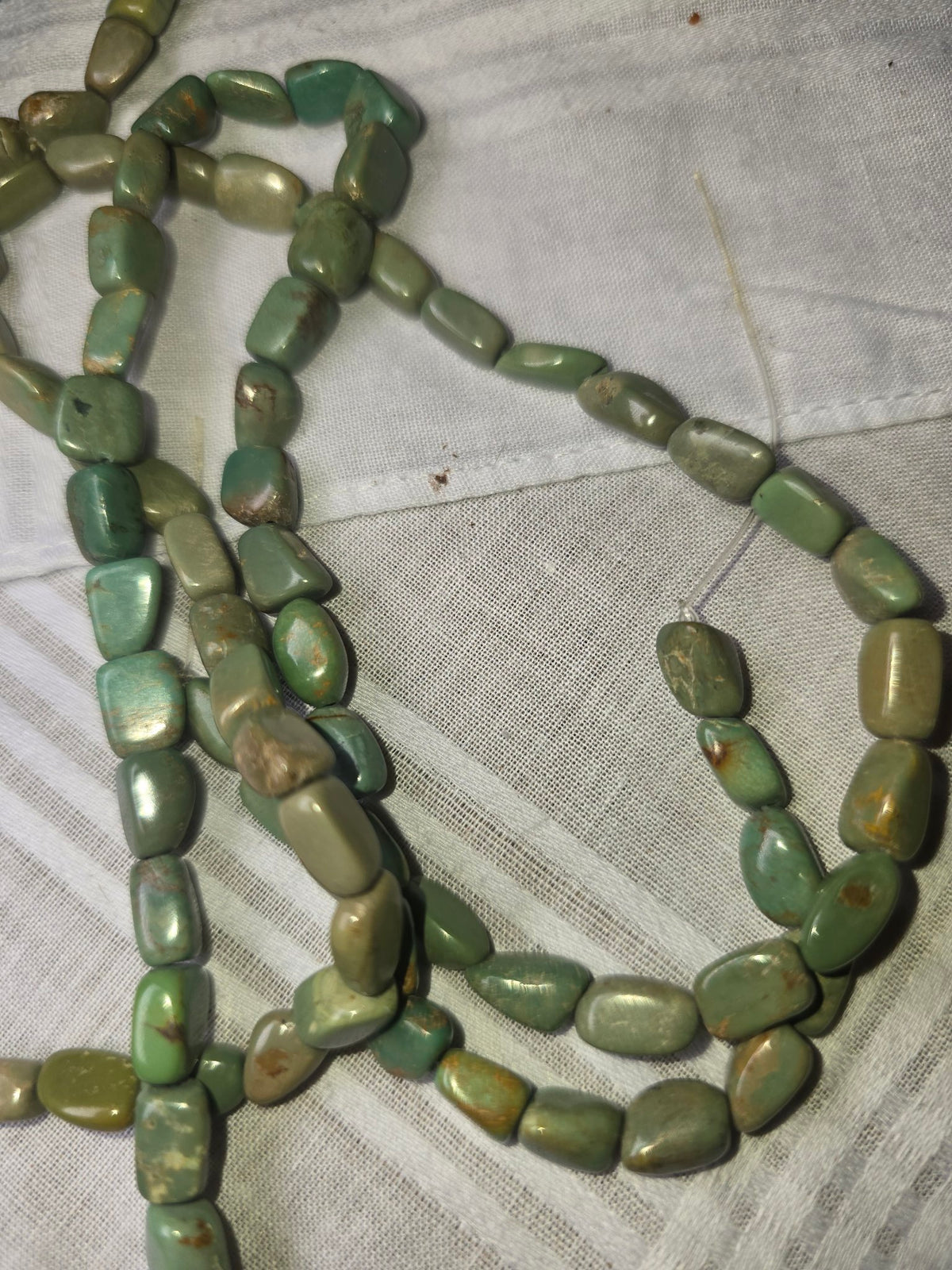 Green turquoise nugget beads detail