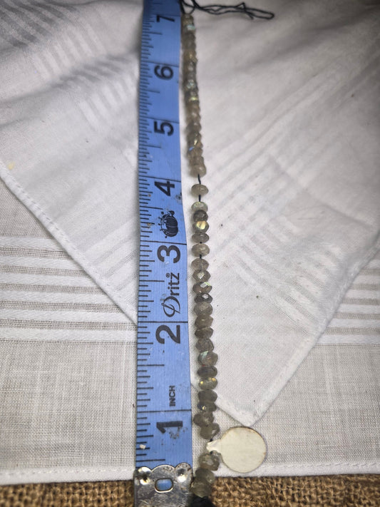 Labradorite faceted rondelle bead strand with ruler