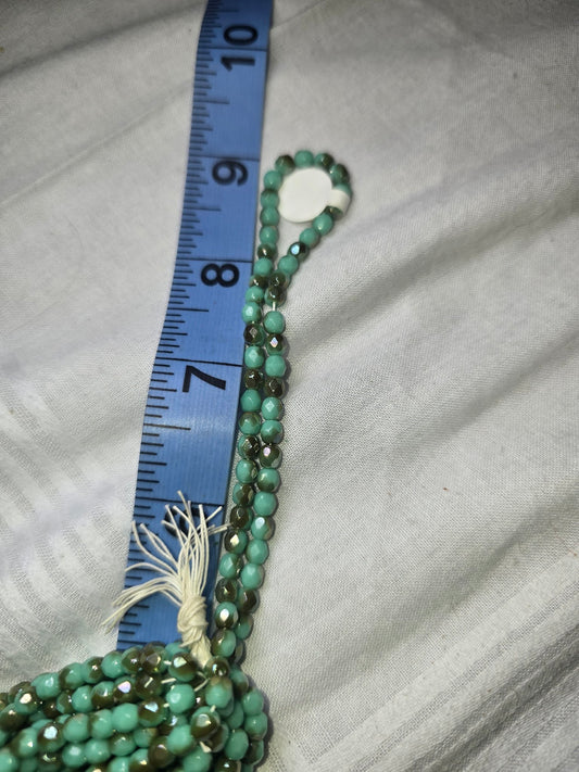 Turquoise crystal faceted round bead strand with ruler