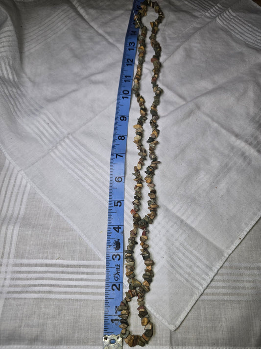 Earth tone jasper chip bead strand with ruler