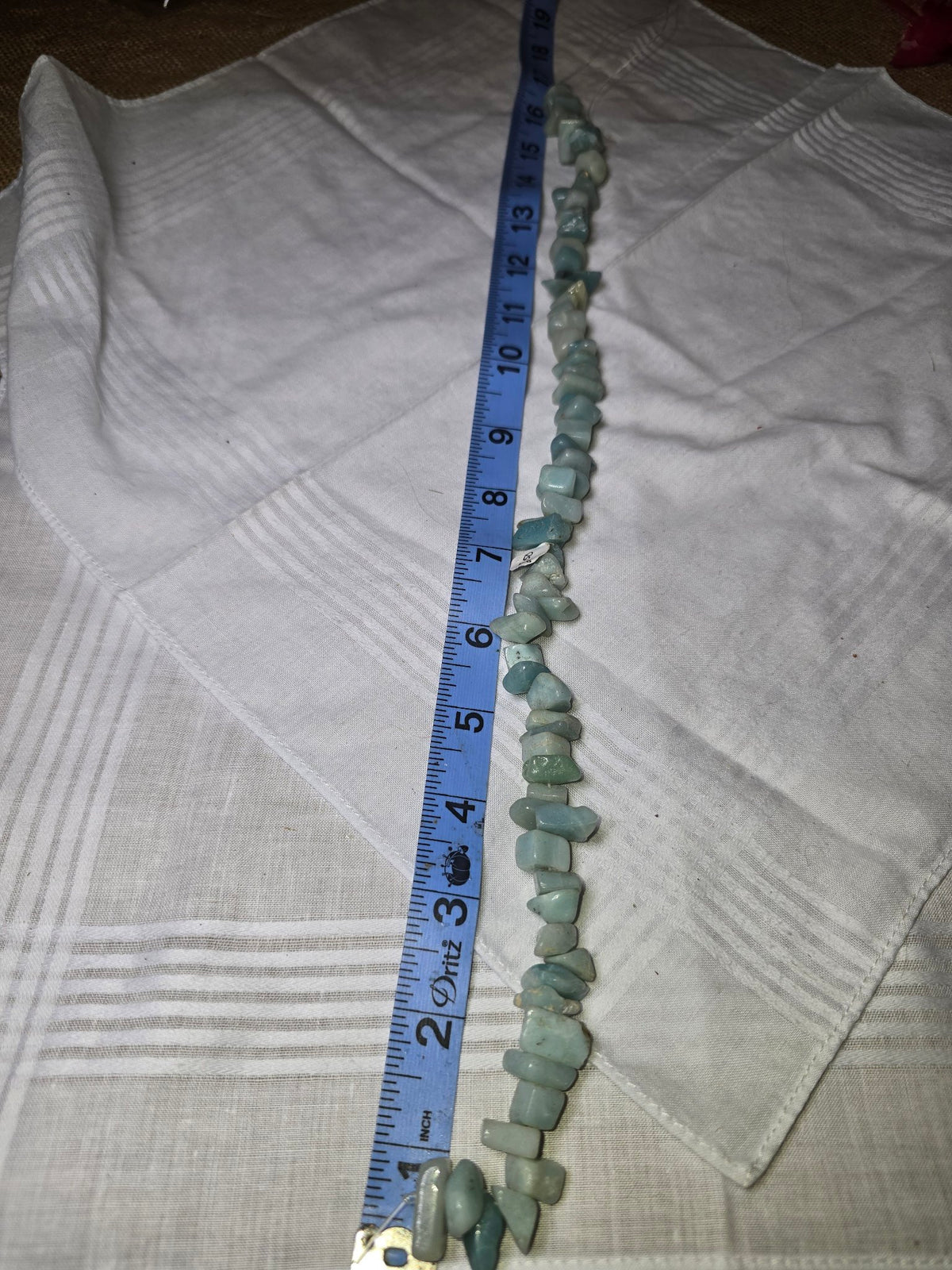 Amazonite chip bead strand with ruler