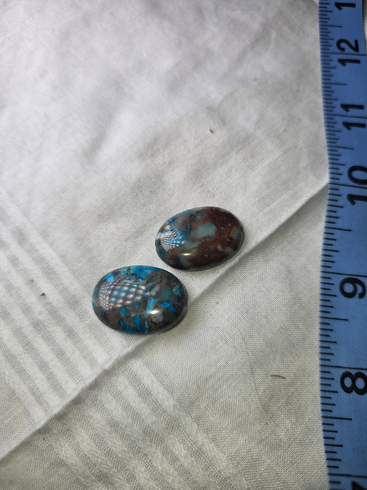 Blue Jasper oval bead pair