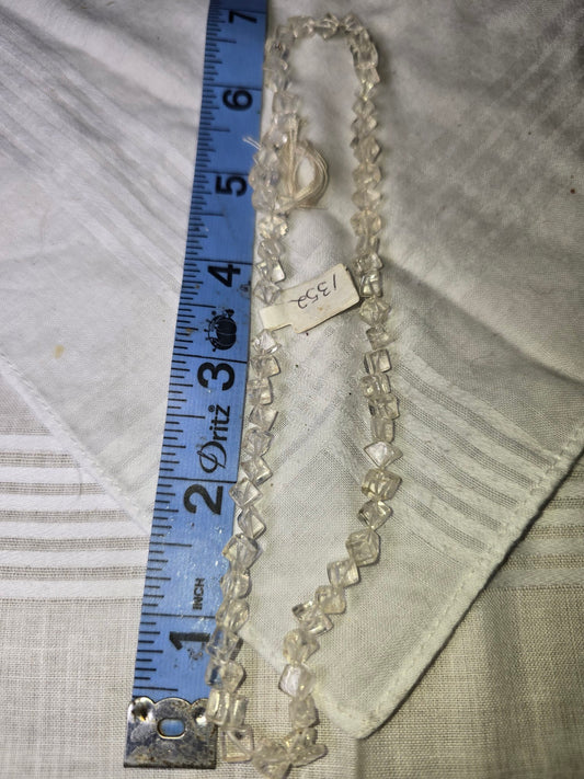 Clear quartz cube bead strand