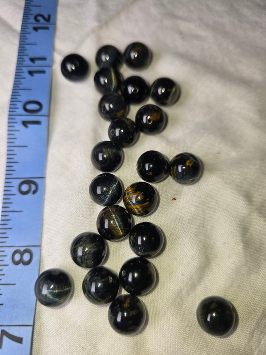 Blue tiger eye round beads lot