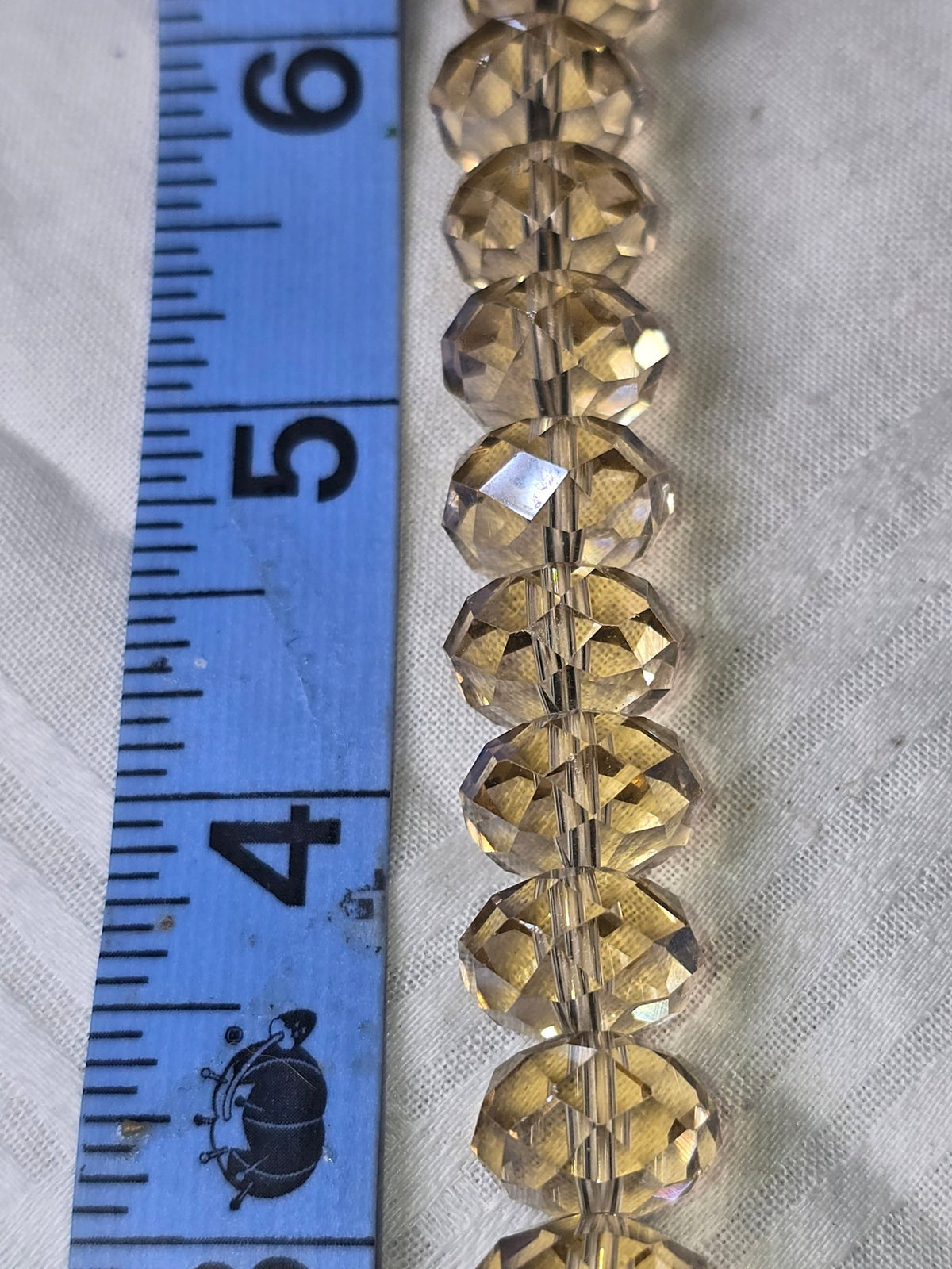 Champagne crystal faceted rondelle bead strand closeup