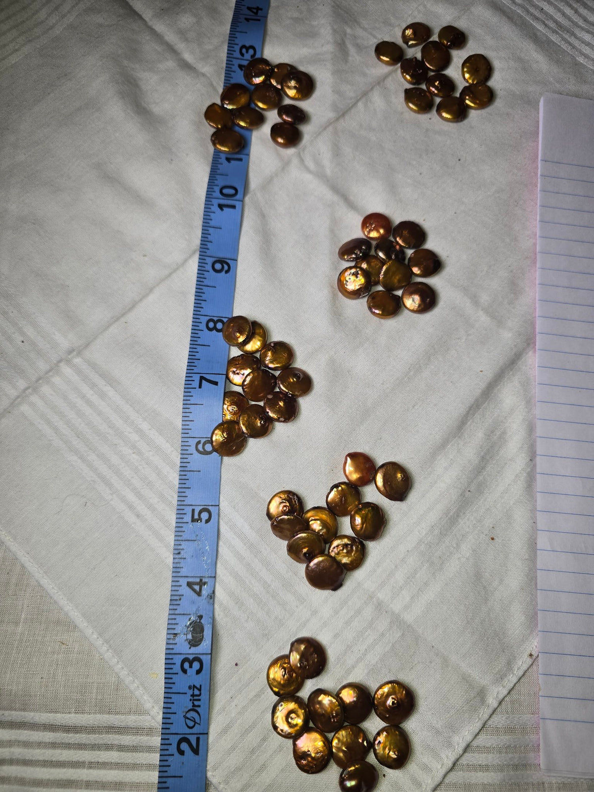 Bronze freshwater coin pearls lot