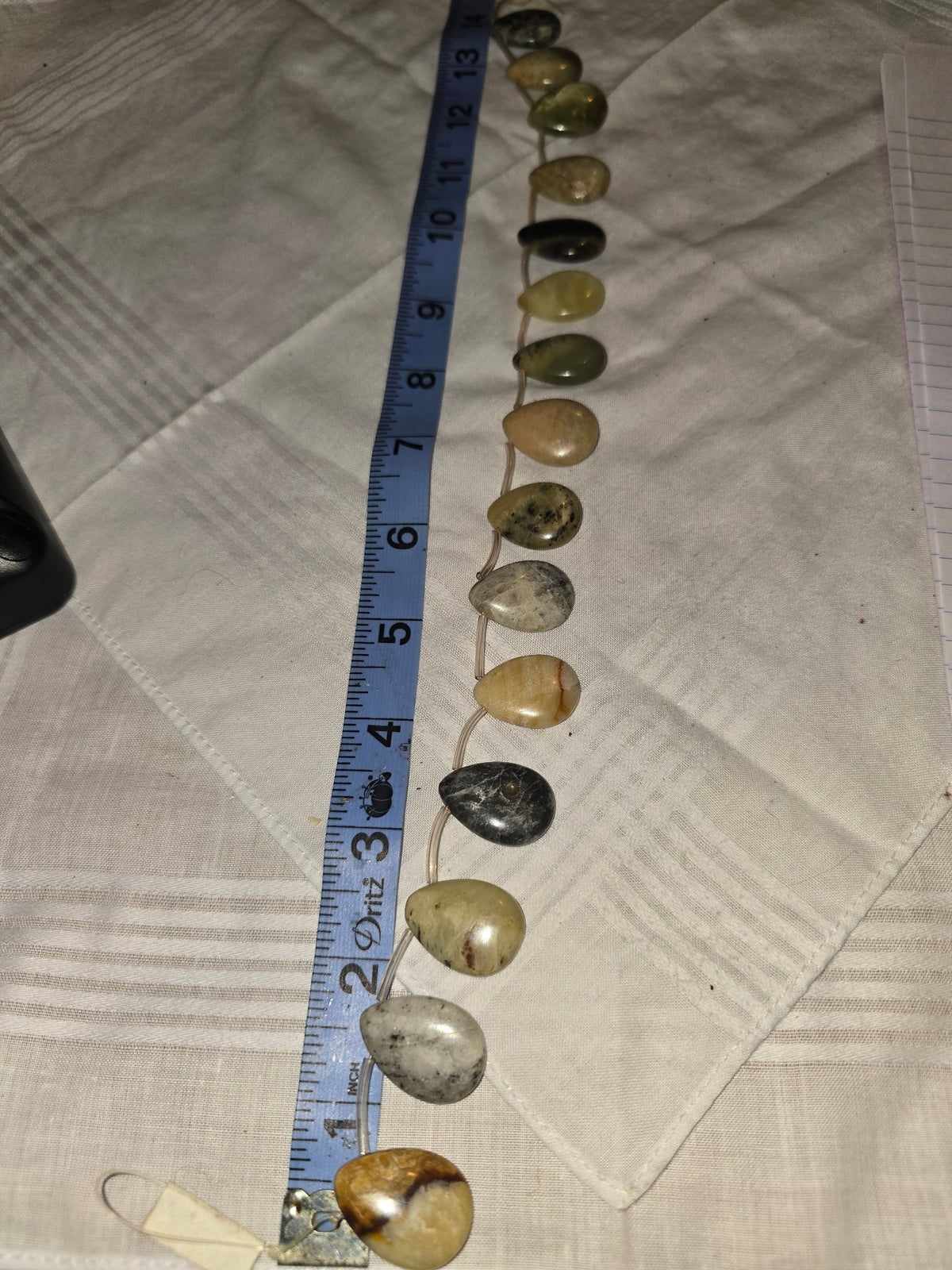 Mixed jasper teardrop bead strand