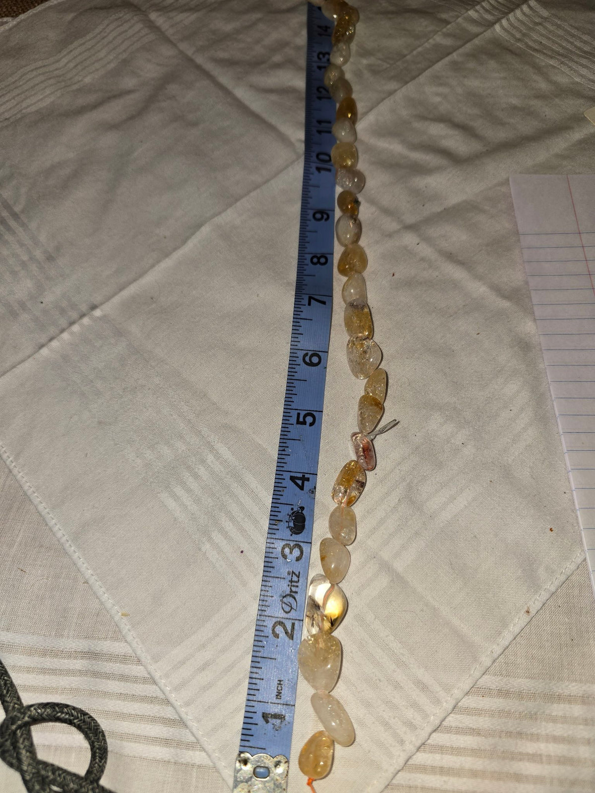 Golden rutilated quartz nugget bead strand