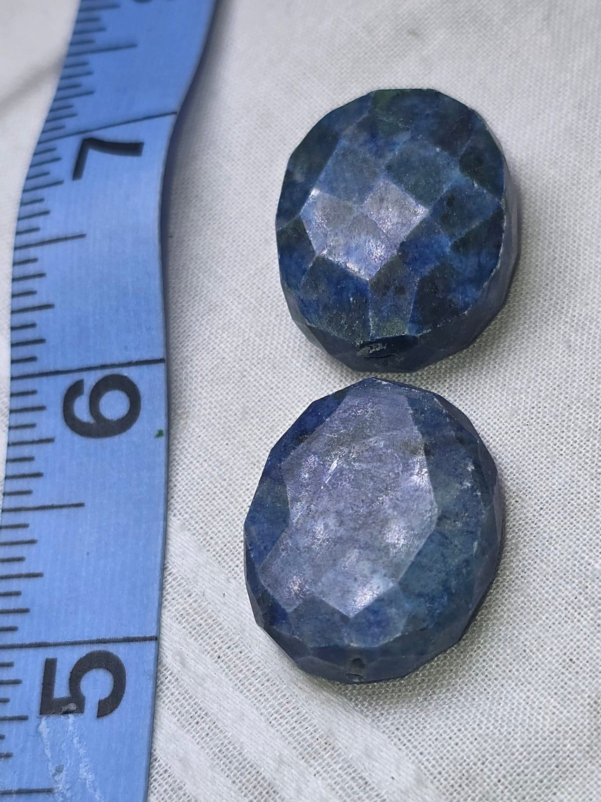 Lapis faceted oval beads pair