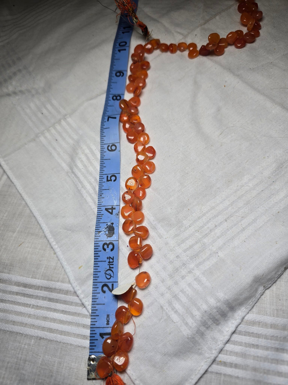 Carnelian flat oval bead strand second view