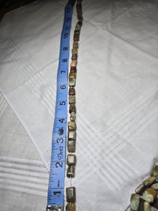 Earth tone jasper square bead strand