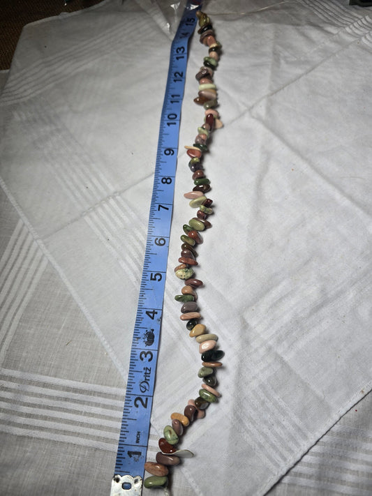 Mixed earth-tone chip bead strand
