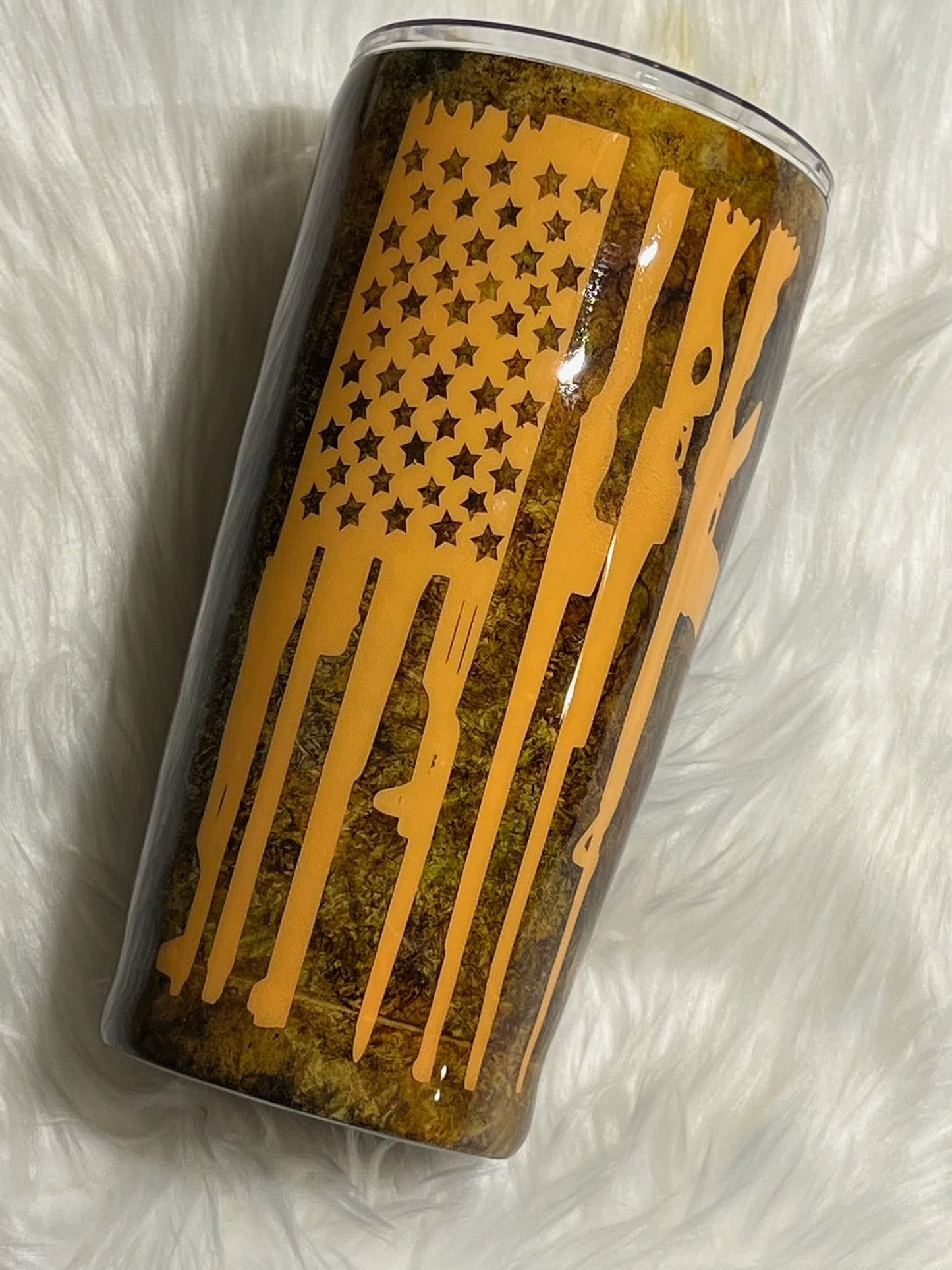 CAMO INKED ORANGE GUN FLAG