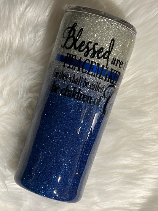 BLESSED ARE THE PEACEMAKERS NAVY GLITTER